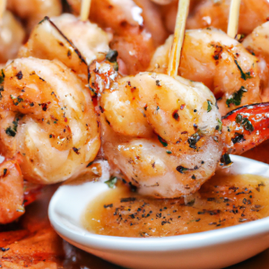 Grilled Shrimp Skewers adorned with colorful vegetables, showcasing a vibrant and nutritious meal.