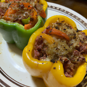 Grilled Stuffed Bell Peppers beautifully charred on the grill, filled with a flavorful mixture, and ready to be savored.