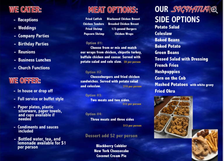 The Catfish Cafe menu 768x555