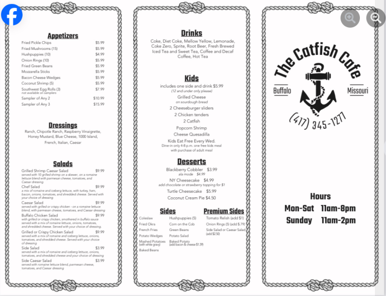 The Catfish Cafe menu 2 768x588
