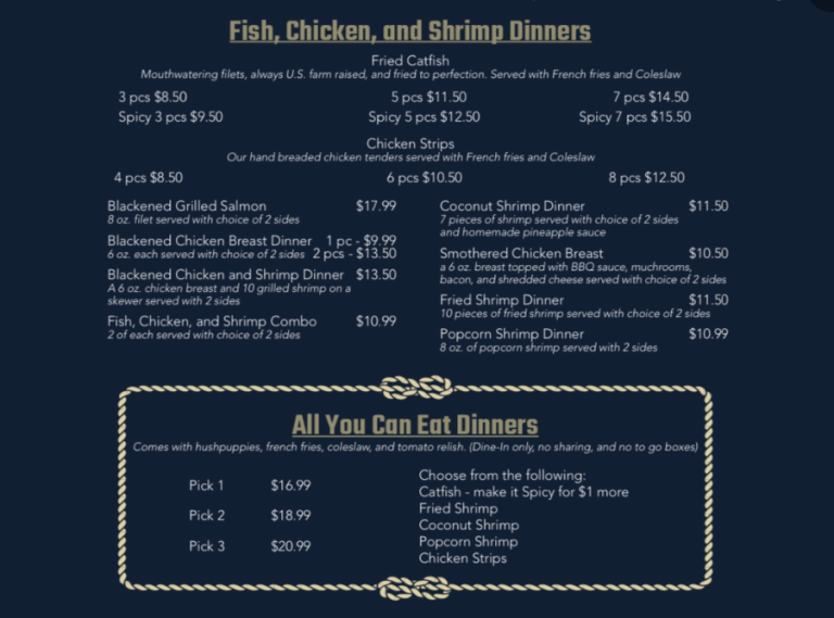 The Catfish Cafe menu 4 768x569