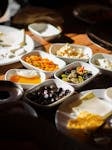 A delicious assortment of Turkish meze dishes served in Adana, Turkey.