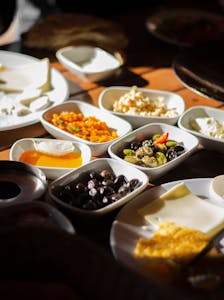 A delicious assortment of Turkish meze dishes served in Adana, Turkey.