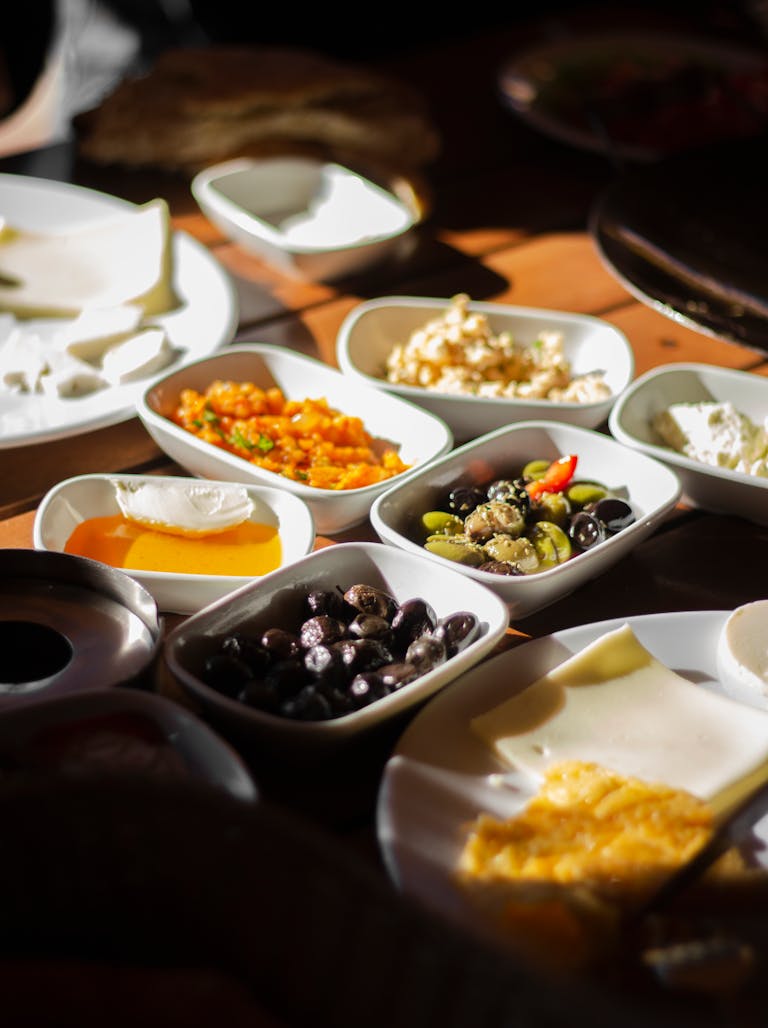 A delicious assortment of Turkish meze dishes served in Adana, Turkey.