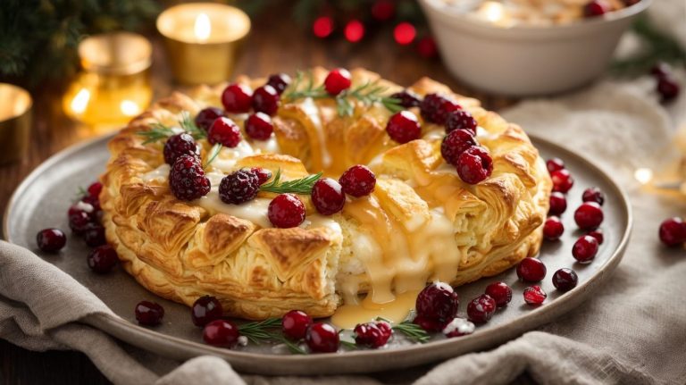 Cranberry And Brie Puff Pastry Wreath Christmas Appetizer Recipe