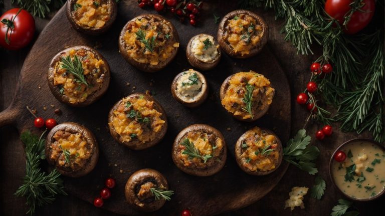 Festive Stuffed Mushrooms With Herbs And Cheese Christmas Appetizer Recipe