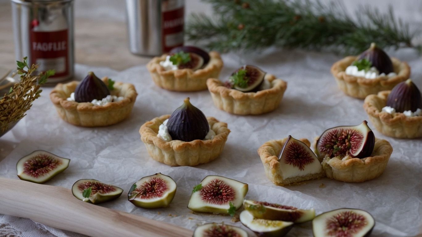 Fig and goat cheese tartlets topped with fresh figs.