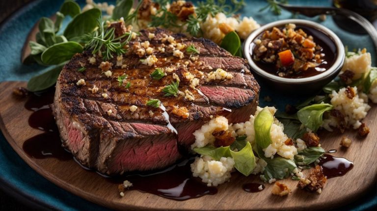 Gourmet Blue Cheese Crusted Steak With Balsamic Glaze Recipe